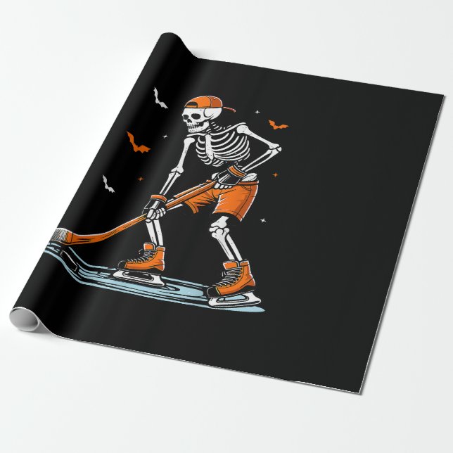 Papel De Presente Dia de as Bruxas engraçado do Skeleton Ice Hallowe (Desenrolado)