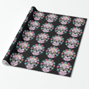 Papel De Presente Dia de los Muertos Skull
