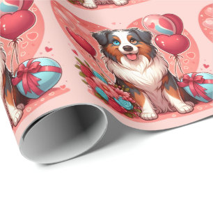 Papel De Presente Dia de os namorados - Australiano Shepherd 2 -