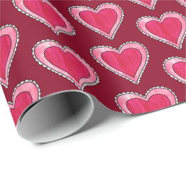 Papel De Presente Dia de os namorados bonito de Corações Rosa