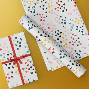 Papel De Presente Dia de os namorados Colorida Doodle Hearts