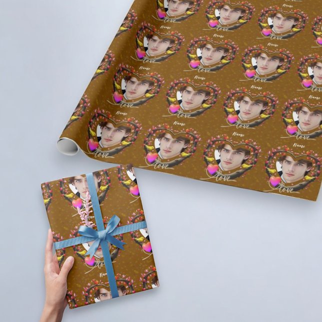 Papel De Presente Dia de os namorados com ave canária (Criador carregado)