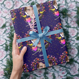 Papel De Presente Dia de os namorados com ave canária