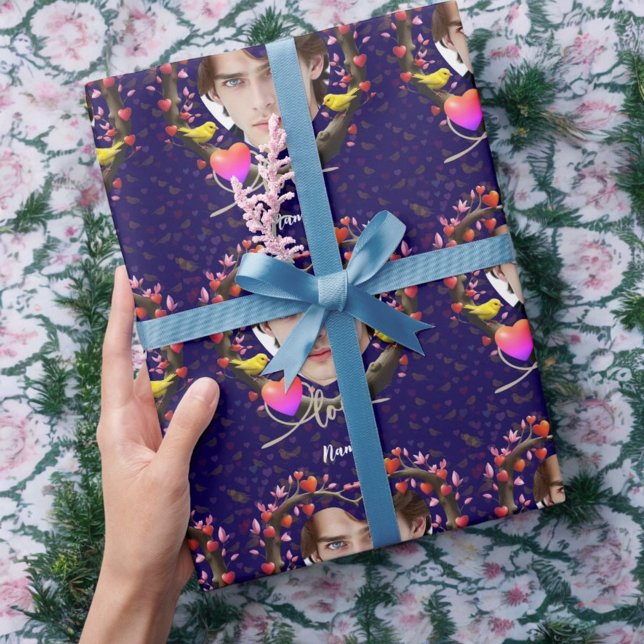 Papel De Presente Dia de os namorados com ave canária (Criador carregado)