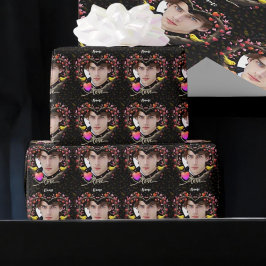 Papel De Presente Dia de os namorados com ave canária