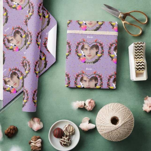 Papel De Presente Dia de os namorados com ave canária (Criador carregado)