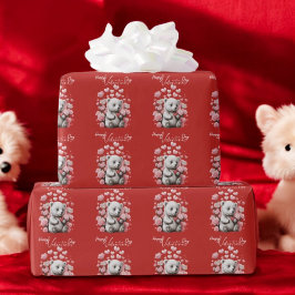 Papel De Presente Dia de os namorados com Urso Rico