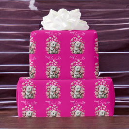 Papel De Presente Dia de os namorados com Urso Rico