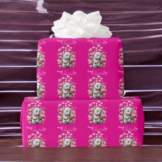 Papel De Presente Dia de os namorados com Urso Rico (Criador carregado)