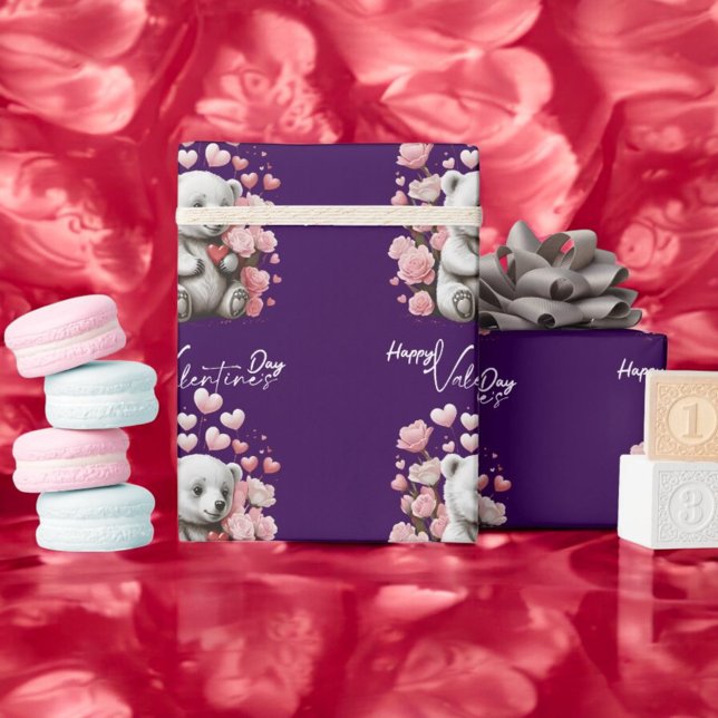 Papel De Presente Dia de os namorados com Urso Rico (Criador carregado)