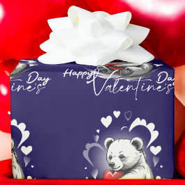 Papel De Presente Dia de os namorados com Urso Rico