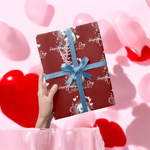 Papel De Presente Dia de os namorados com Urso Rico