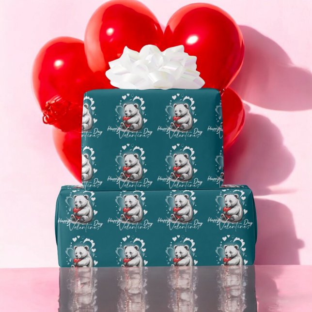 Papel De Presente Dia de os namorados com Urso Rico (Criador carregado)