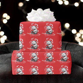 Papel De Presente Dia de os namorados com Urso Rico