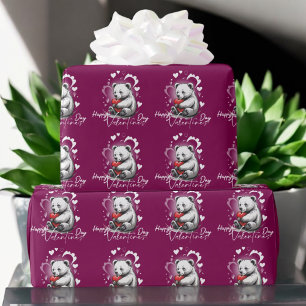 Papel De Presente Dia de os namorados com Urso Rico