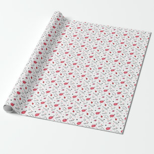 Papel De Presente Dia de os namorados Coração Sem Selo