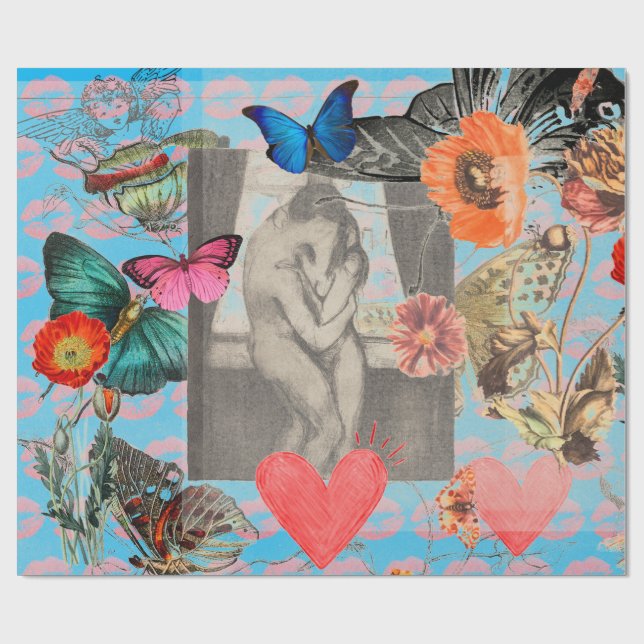 Papel De Presente Dia de os namorados de colagem de papel de embrulh (Aberto)