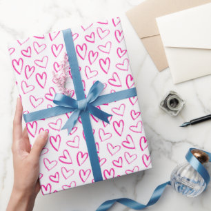 Papel De Presente Dia de os namorados de Padrões Minimalistas Rosa