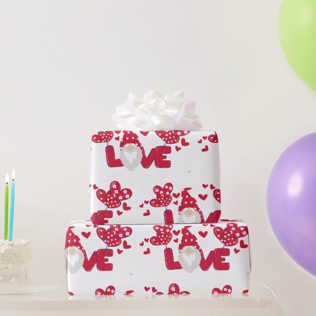 Papel De Presente Dia de os namorados Gnome Red Wraping (Presentes para festas)