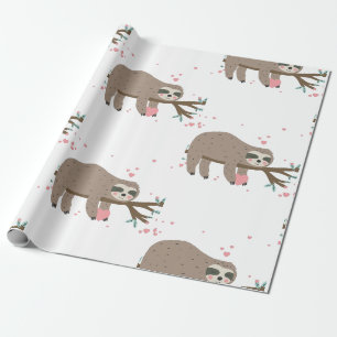 Papel De Presente dia de os namorados kawaii corações de preguiça