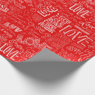 Papel De Presente Dia de os namorados Red White True Love Word Art