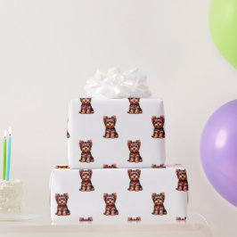 Papel De Presente Dia de os namorados Yorkie - Branco
