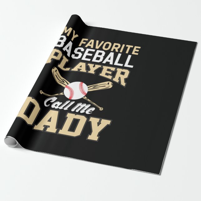 Papel De Presente Dia de os pais Baseball Player Me Chame Pai (Desenrolado)