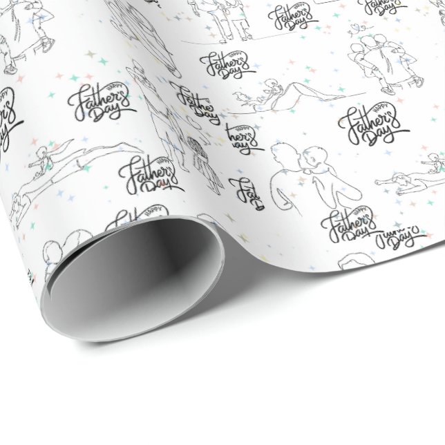 Papel De Presente Dia de os pais de arte adorável (Ponta do rolo)