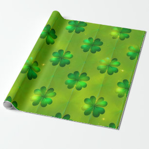 Papel De Presente Dia de São Patrício Clover 4 Lista Coleção Popular