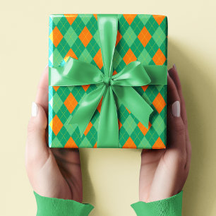 Papel De Presente Dia de São Patrício de Estilo Verde e Laranja Pequ