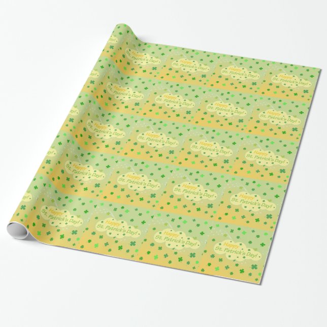 Papel De Presente Dia de São Patrício Feliz 1 (Desenrolado)