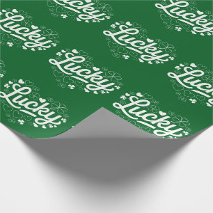 Papel De Presente Dia de São Patrício Heart Lucky Clover Shamrock