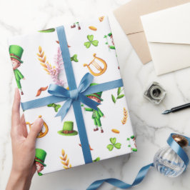 Papel De Presente Dia de São Patrício Leprechaun irlandês