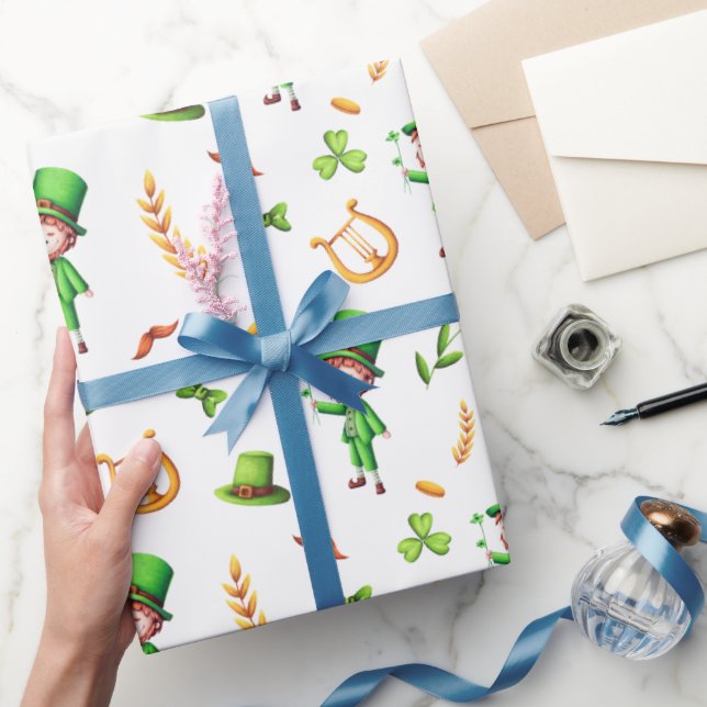 Papel De Presente Dia de São Patrício Leprechaun irlandês (Presentear)