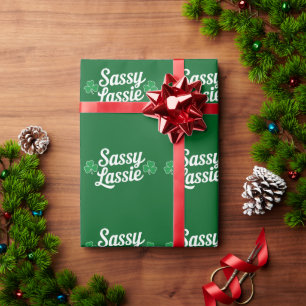 Papel De Presente Dia de São Patrício Sassy Lassie Engraçado Irlandê
