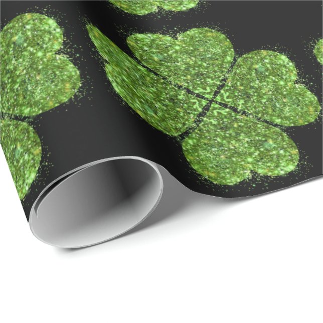 Papel De Presente dia de São Patrício, trevo verde brilhante irlandê (Ponta do rolo)