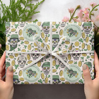 Papel De Presente Dia de São Patrício Verde - Crânio Irlandês