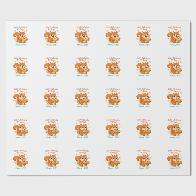 Papel De Presente Dia Divertido do Pi com Animal e Torta – Presente  (Aberto)