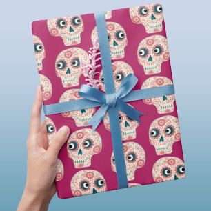 Papel De Presente Dia do Crânio do Manteiga Magenta Morto