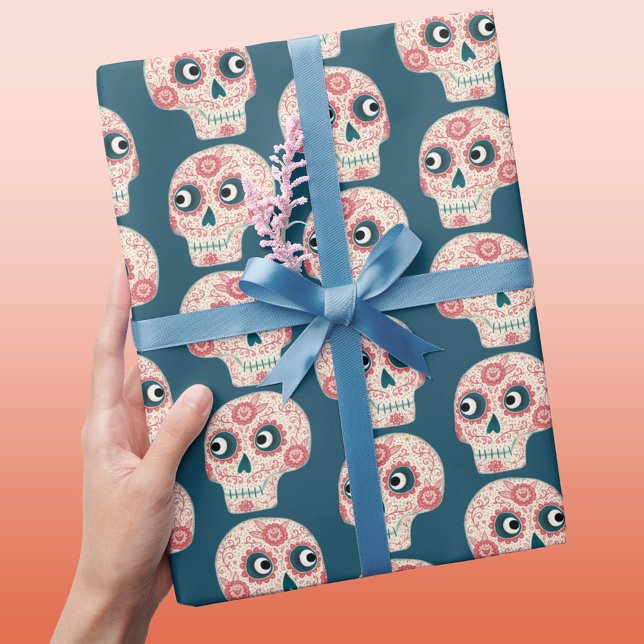 Papel De Presente Dia do Crânio do Morto Escuro (Criador carregado)
