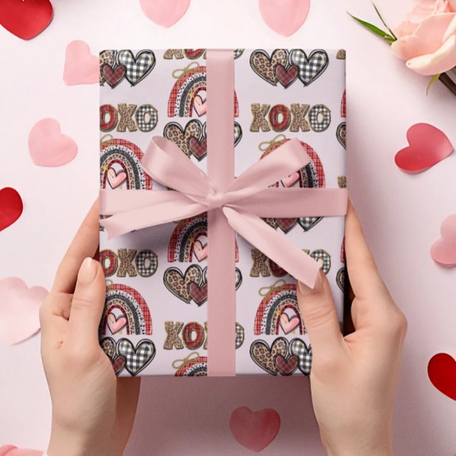 Papel De Presente Dia dos Namorados Arco-íris XOXO (Criador carregado)