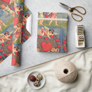 Papel De Presente Dia dos Namorados Corações Vintage e Férias do Cup