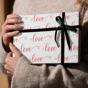 Papel De Presente Dia dos Namorados Padrão de Coração de Amor Modern