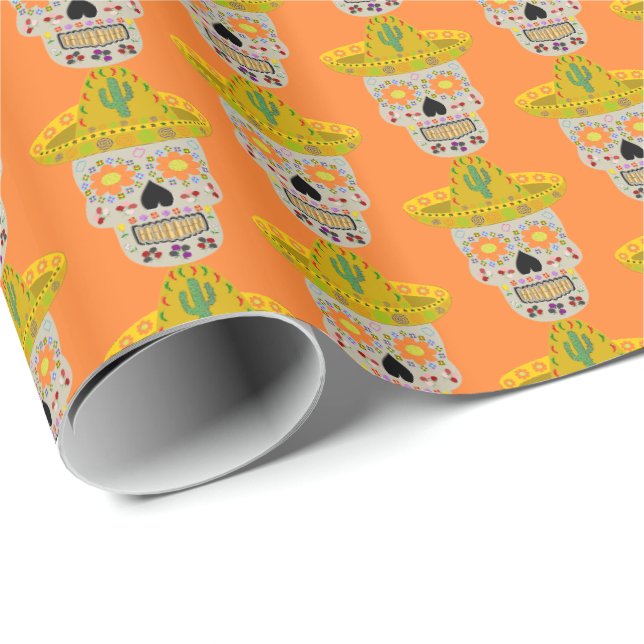 Papel De Presente Dia Mexicano do Crânio Morto (Ponta do rolo)
