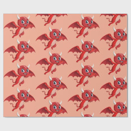 Papel De Presente Diabo voador de desenho animado fofo