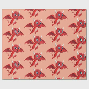 Papel De Presente Diabo voador de desenho animado fofo