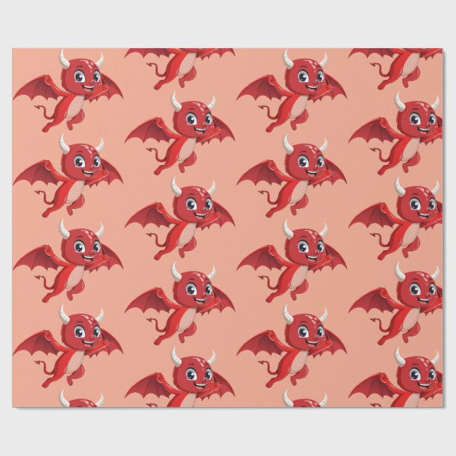 Papel De Presente Diabo voador de desenho animado fofo (Aberto)