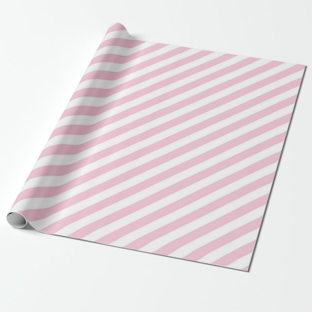 Papel De Presente Diagonal white and pink stripes pattern (Desenrolado)