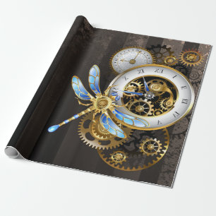 Papel De Presente Dials Steampunk com Dragonfly