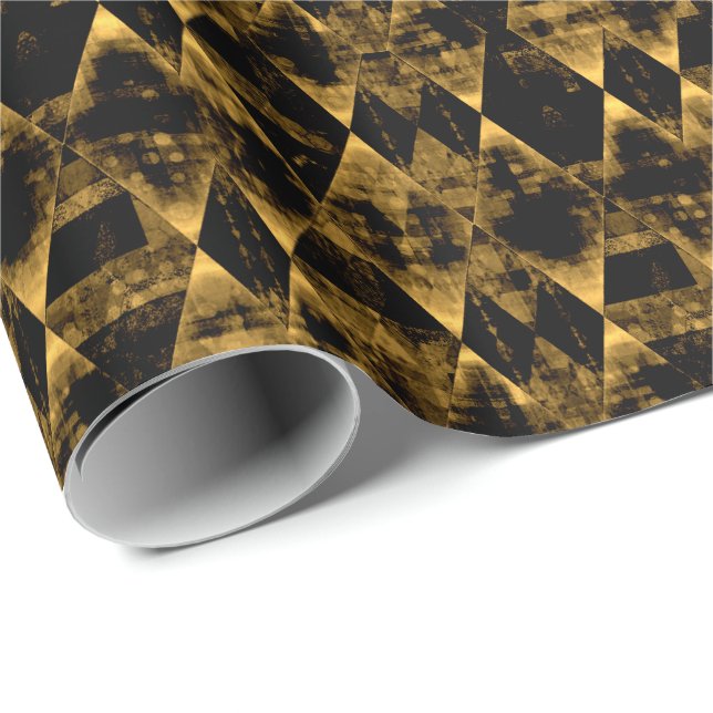 Papel De Presente Diamante Dourado e preto irregular (Ponta do rolo)